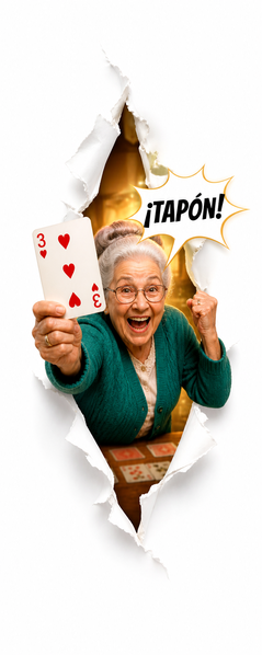 Viejita bajando un 3 y gritando Tapón