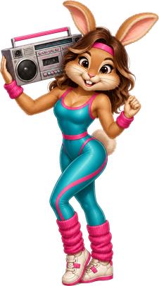 Conejita bailando aeróbics ochentero